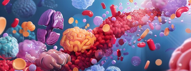 Aufkleber - metabolic hormone infographic visualizing the complex interplay of insulin leptin and ghrelin