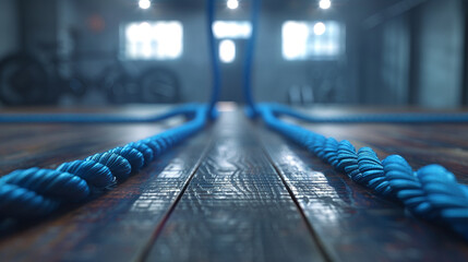 Wall Mural - The steady rhythm of jump ropes hitting the floor in the HIIT zone.