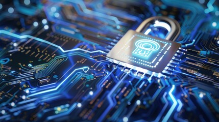 Poster - Digital padlock icon of cyber security and data protection technology,.and business data privacy concept.