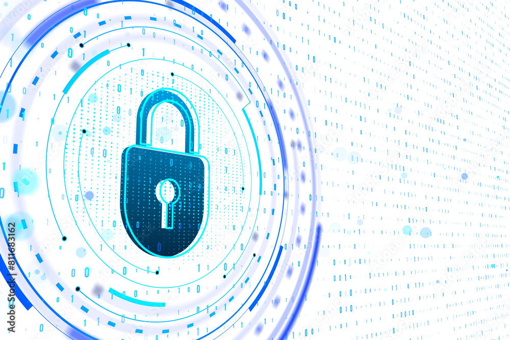 Ilustración de Stock A digital padlock illustration with binary code ...