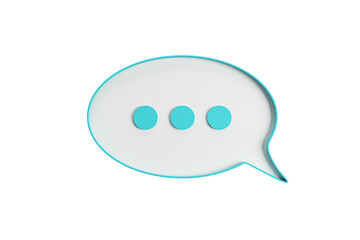 Poster - A chat bubble icon with a turquoise outline and dots, clean design, on a white background, symbolizing communication
