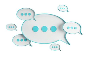 Poster - A collection of chat bubble icons with teal edges, showing a message concept, isolated on a white background