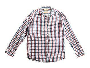 Poster - A plaid shirt laid flat against a white background, in a clean and clear presentation perfect for design templates