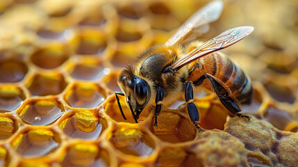 Sticker - bee on a flower