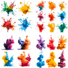 Wall Mural - splatter spot stain splashing explosion ink rainbow spray smoke vibrant creativity watercolor paint