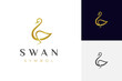 golden swan logo icon design. elegant beauty animal minimalist style vector logo element