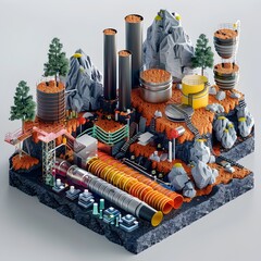 Poster - futuristic sci fi cityscape with imaginative architecture and surreal landscape elements
