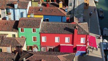 Wall Mural - Aerial view of the colourful houses of Burano Island, Italy