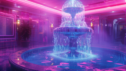 Wall Mural - A water fountain glistening under the fluorescent lights, offering refreshment between sets.