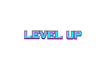 Fototapete - LEVEL UP .pixel art .8 bit game. retro game. for game assets .Retro Futurism Sci-Fi Background. glowing neon grid. and stars from vintage arcade computer games.PNG