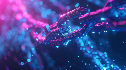 Poster - A chain of blue and pink lights that are connected to each other