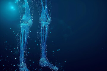 Poster - A blue skeleton leg with a blue background