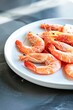 Fresh Red Shrimp Served on a White Plate