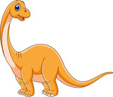 Fototapeta  - Cartoon funny Brontosaurus isolated on white background