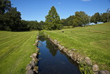 Fototapeta Las - Creek in the palace garden of Egeskov Castle near Kvaerndrup, island of Funen, Denmark, Europe
