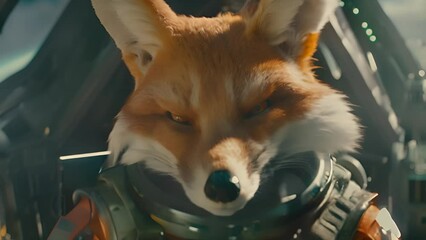 Sticker - Fox Astronaut in Spaceship Cockpit with Ai generated.
