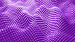Purple mosaic background, 3D waves from square shapes, technology abstract modern backdrop.