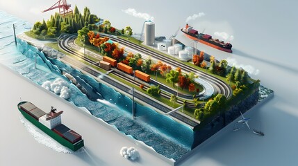 Poster - Futuristic Cityscape with Sustainable Transportation and Infrastructure Development