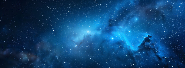 Sticker - Blue night starry sky, space background. Wallpaper with a serene blue night sky