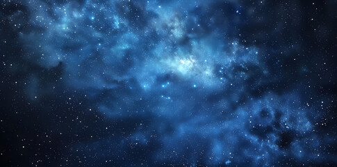 Sticker - Blue night starry sky, space background. Wallpaper with a serene blue night sky