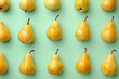 Yellow pears pattern on blue green background