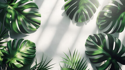 Fototapete - natural shadow of tropical leaves