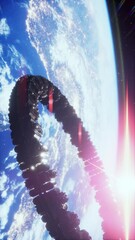 Wall Mural - ufo spaceship hovering in the sky elements furnished by nasa, vertical
