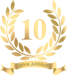 Poster - Laurels in vector for the 10 years jubilee with text in German	