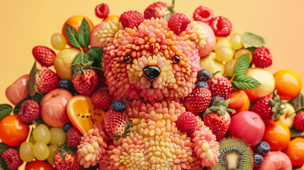 Wall Mural - Fruit bear surrounded by berries and fruits