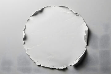 Wall Mural - White paper circle vintage with torn edges isolated on light grey background