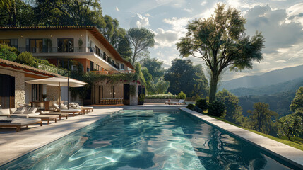 Wall Mural - an tradition luxury and sustainable resort in the nature. generative ai.