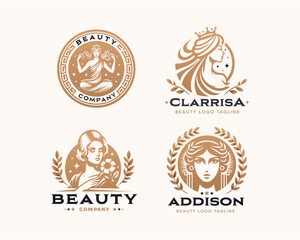 Vector elegant beauty woman salon logo design collections for company