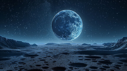 Poster - A dark night sky with the moon and earth shadow in view. Generative AI.