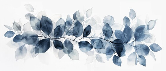 Poster - Watercolor painting of abstract plant leaves (kitchen glass)