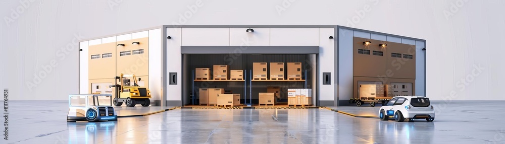 Future Technology 3D Concept Automated Retail Warehouse AGV Robots with ...