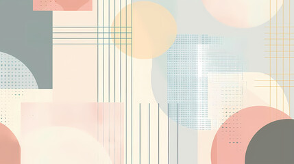 Wall Mural - minimalist composition with geometric patterns and pastel colors featuring a white balloon