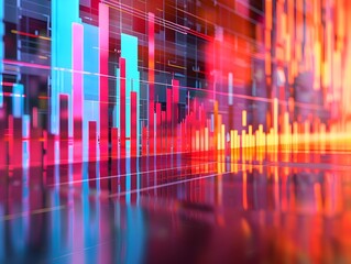 Poster - vibrant 3d financial data visualization showcasing investor sentiment and market trends