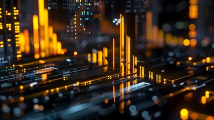 Poster - Captivating Cityscape Illuminating Financial Insights and Investor Sentiment