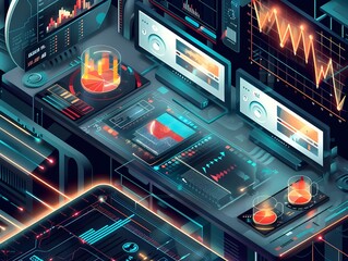 Poster - Futuristic Digital Dashboard for Market Data Analytics and Monitoring