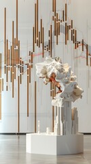 Poster - Captivating 3D Rendered Financial Art Installation Featuring Sculptural Abstractions Inspired by