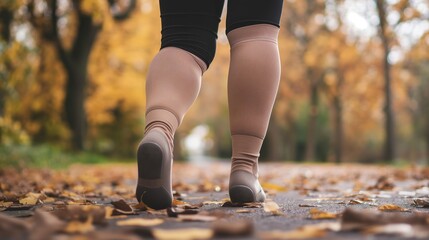 Wall Mural - woman wearing skin coloured compression socks