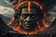 Fantasy illustration depicturing an erupting volcano in a human form. Concept of angry Earth and raging elements. Amazing digital illustration. CG Artwork Background