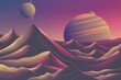 Mars-like desert landscape under a large ringed planet. Vivid space backdrop for astronomy or science fiction visuals.. Beautiful simple AI generated image in 4K, unique.