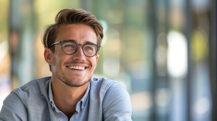 Wall Mural - A Young Man's Cheerful Portrait