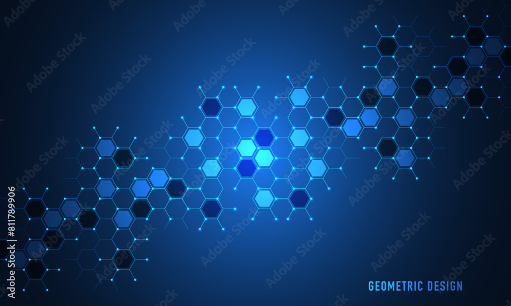 Abstract technology background and design element with hexagons pattern and geometric shapes