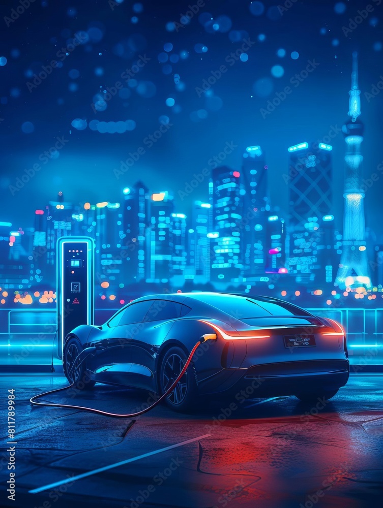 Energy EV car concept Futuristic hybrid vehicle charge battery electric ...