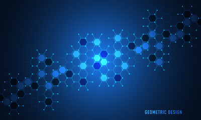 Poster - Abstract technology background and design element with hexagons pattern and geometric shapes