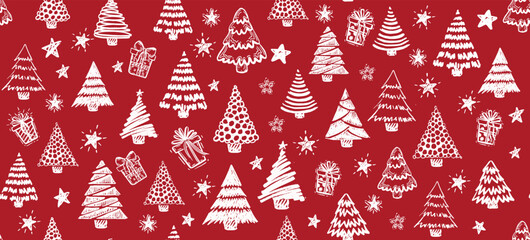 Wall Mural - christmas tree, new year set, hand drawn illustrations. vector.