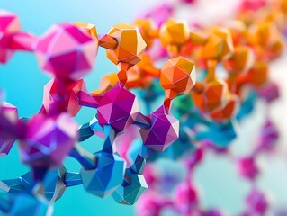 Poster - vibrant geometric interpretation of insulin molecule in 3d