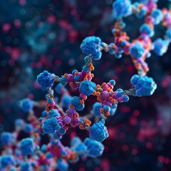 Poster - Detailed 3D Rendering of the Insulin Molecule s Intricate Structure